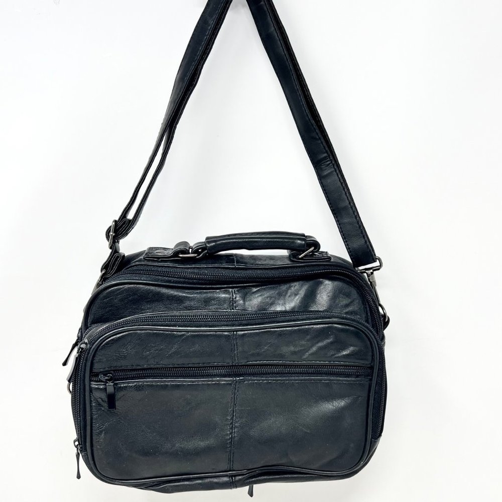 Leather Murse‎ Black Unbranded Detachable Wallet Convertible Crossbody 9.5" Wide